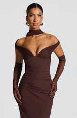 Fioreclo Abigael Maxi Dress in Plum Brown