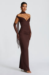 Fioreclo Abigael Maxi Dress in Plum Brown