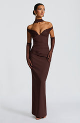 Fioreclo Abigael Maxi Dress in Plum Brown
