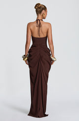 Fioreclo Adelyn Maxi Dress in Plum Brown