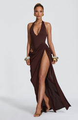 Fioreclo Adelyn Maxi Dress in Plum Brown