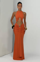 Fioreclo Aeshana Maxi Dress in Burnt Orange