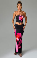 Fioreclo Alaris Maxi Skirt in Black Floral Print