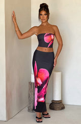 Fioreclo Alaris Maxi Skirt in Black Floral Print