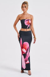 Fioreclo Alaris Maxi Skirt in Black Floral Print
