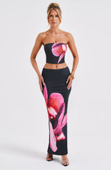 Fioreclo Alaris Maxi Skirt in Black Floral Print