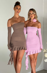 Fioreclo Aleah Mini Dress in Chocolate