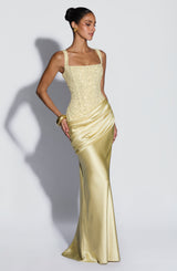 Fioreclo Alessandra Maxi Dress in Lemon