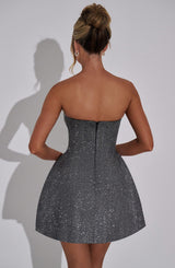 Fioreclo Alicia Mini Dress in Grey Sparkle