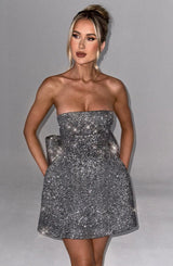 Fioreclo Alicia Mini Dress in Grey Sparkle