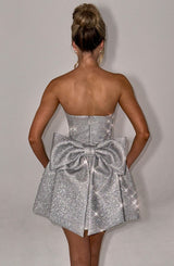 Fioreclo Alicia Mini Dress in Silver Sparkle