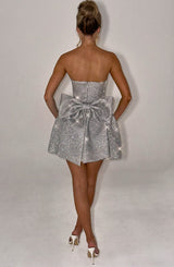 Fioreclo Alicia Mini Dress in Silver Sparkle