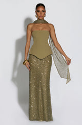 Fioreclo Allora Maxi Skirt in Sage