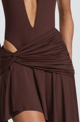 Fioreclo Amaro Mini Skirt in Plum Brown