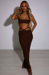 Fioreclo Amberly Maxi Skirt in Chocolate