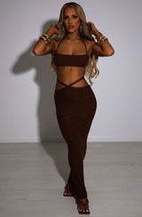 Fioreclo Amberly Maxi Skirt in Chocolate
