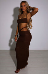 Fioreclo Amberly Maxi Skirt in Chocolate