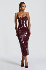 Fioreclo Amelie Midi Dress in Cherry Lacquer