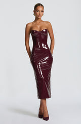 Fioreclo Amelie Midi Dress in Cherry Lacquer