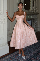 Fioreclo Amorae Midi Dress in Soft Peach