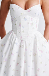 Fioreclo Analise Mini Dress in White Multi Floral Print