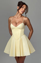 Fioreclo Analise Mini Dress in Lemon