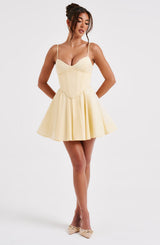 Fioreclo Analise Mini Dress in Lemon