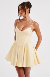 Fioreclo Analise Mini Dress in Lemon