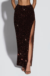 Fioreclo Anayah Maxi Skirt in Plum Brown