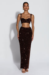 Fioreclo Anayah Maxi Skirt in Plum Brown