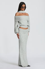 Fioreclo Andra Maxi Skirt in Light Grey Marl