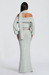 Fioreclo Andra Maxi Skirt in Light Grey Marl