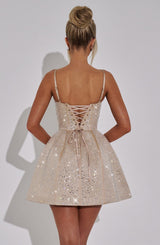 Fioreclo Angeline Mini Dress in Champagne