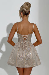 Fioreclo Angeline Mini Dress in Champagne