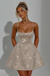 Fioreclo Angeline Mini Dress in Champagne