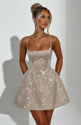 Fioreclo Angeline Mini Dress in Champagne