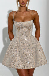 Fioreclo Angeline Mini Dress in Champagne