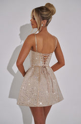 Fioreclo Angeline Mini Dress in Champagne
