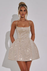 Fioreclo Angeline Mini Dress in Champagne