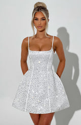 Fioreclo Angeline Mini Dress in Ivory