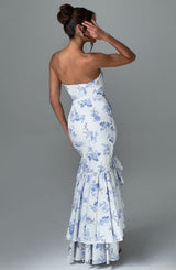 Fioreclo Angelique Maxi Dress in Blue Floral Print