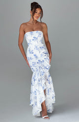 Fioreclo Angelique Maxi Dress in Blue Floral Print