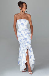 Fioreclo Angelique Maxi Dress in Blue Floral Print