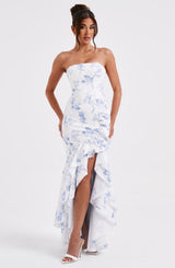 Fioreclo Angelique Maxi Dress in Blue Floral Print