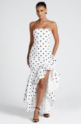 Fioreclo Angelique Maxi Dress in Black Polka Dot Print