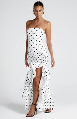 Fioreclo Angelique Maxi Dress in Black Polka Dot Print