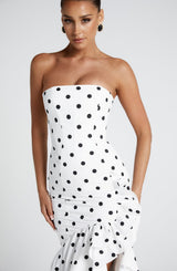 Fioreclo Angelique Maxi Dress in Black Polka Dot Print