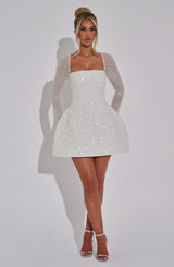Fioreclo Annalise Mini Dress in Ivory