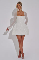 Fioreclo Annalise Mini Dress in Ivory