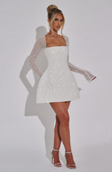 Fioreclo Annalise Mini Dress in Ivory